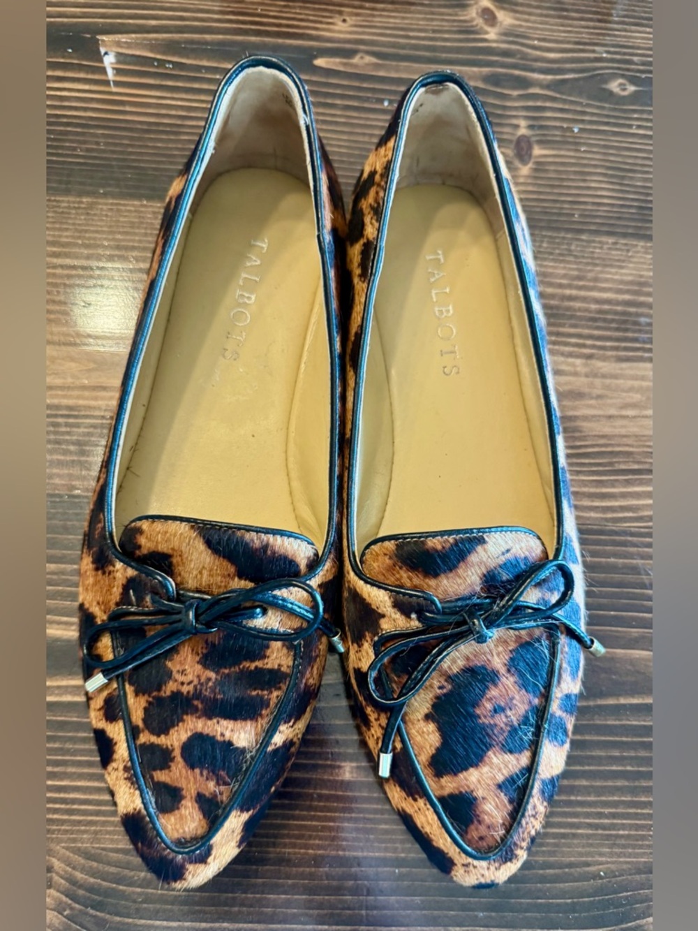 Talbots Leopard-Print Calf Hair LeatherPointed Driving Moccasins Size 6M